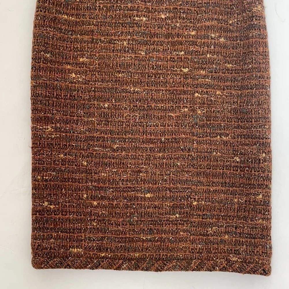 CHANEL brown wool tweed Vintage pencil skirt 34